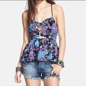 Free People Purple Florals Some Like It Hot Size XS